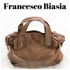 Francesco Biasia Large Tan Leather Shoulder Bag